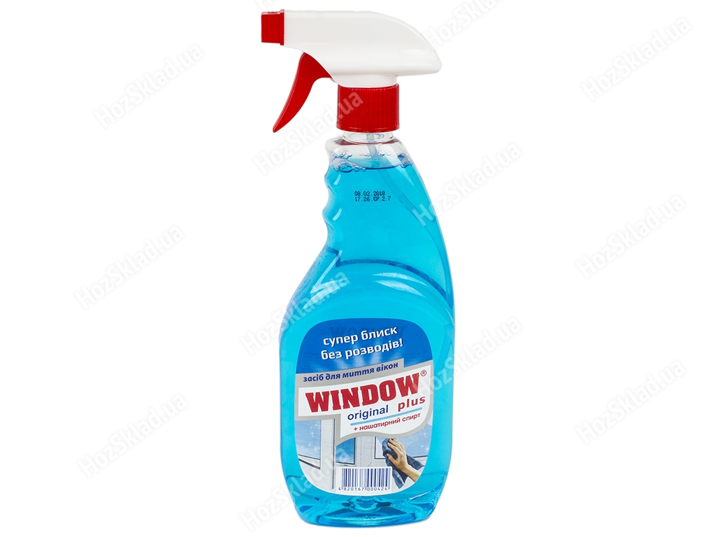 Средство для мытья окон Window Original plus с нашатырным спиртом, с распылителем 0,5л (синий)