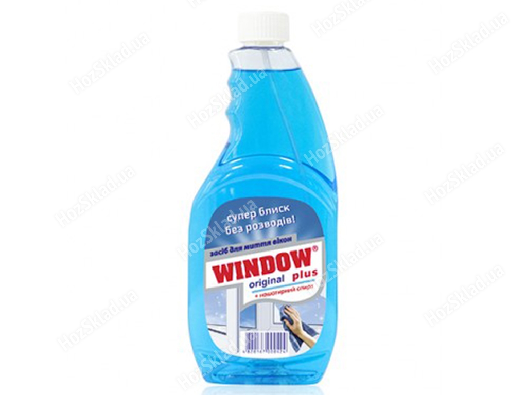 Средство для мытья стекол Window plus Синий на основе нашатыр. спирта запаска 500мл