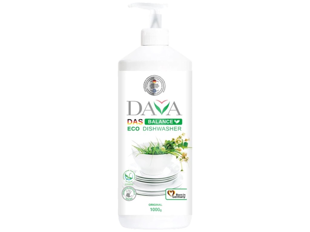 Засіб для миття посуду Dava Balance Eco Dishwasher, біорозкладна формула, без фосфатів, 1000г
