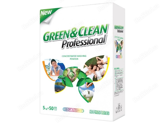 Пральний порошок Green&Clean для кольорової білизни, 50 прань 5кг
