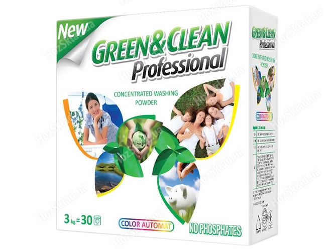 Пральний порошок Green&Clean для кольорової білизни, 30 прань 3кг