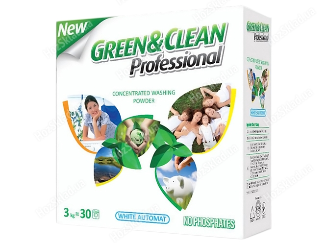 Стиральный порошок Green&Clean Professional для белой одежды, 30 стирок 3кг