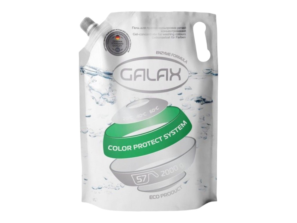 Гель для прання Galax для кольорових речей, концентрований, дойпак, 2л