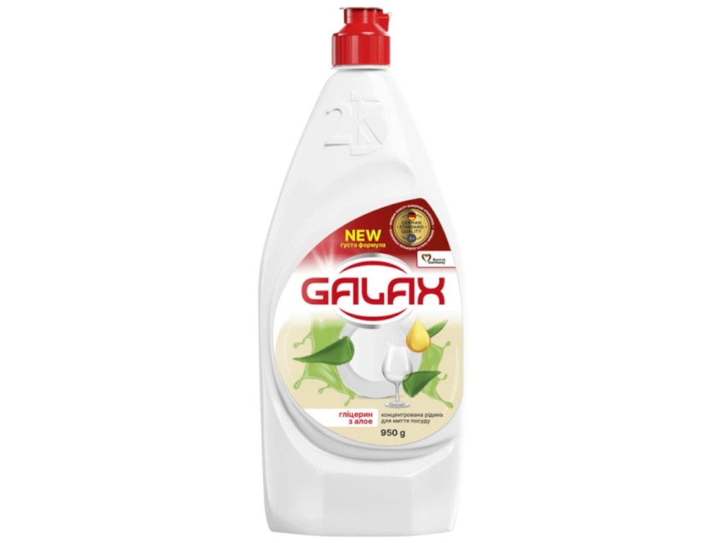 Засіб для миття посуду Galax, концентрований, гліцерин з алое віра, 950г