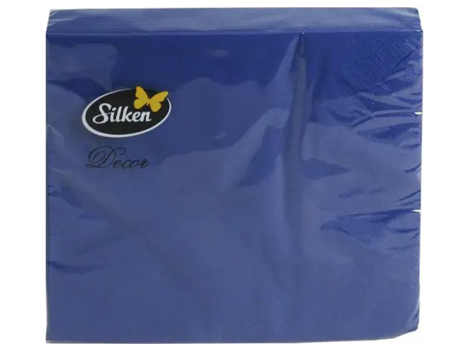 Салфетки бумажные Silken Синие трехслойные 33х33см (цена за упаковку 20шт)