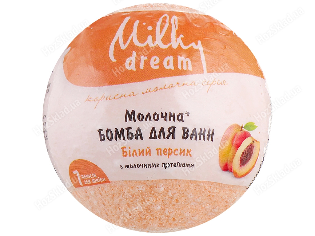 Бомба для ванн Milky Dream Белый персик с молочными протеинами, 100г