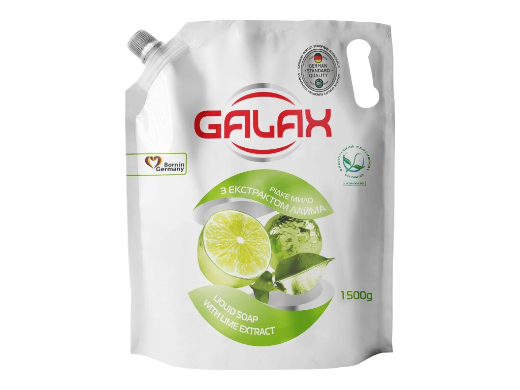 Рідке мило Galax із екстрактом лайма, 1,5л (дойпак)