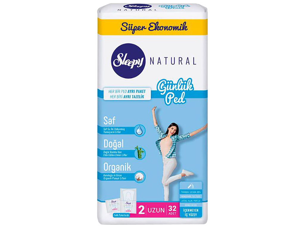 Прокладки гигиенические ежедневные Sleepy Natural Super Economic Daily Long 32шт