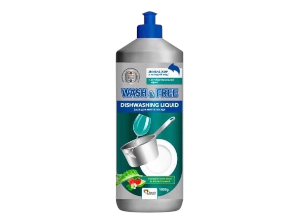 Засіб для миття посуду Wash&free, 1000 мл, екстракт алое віра та лісова суниця