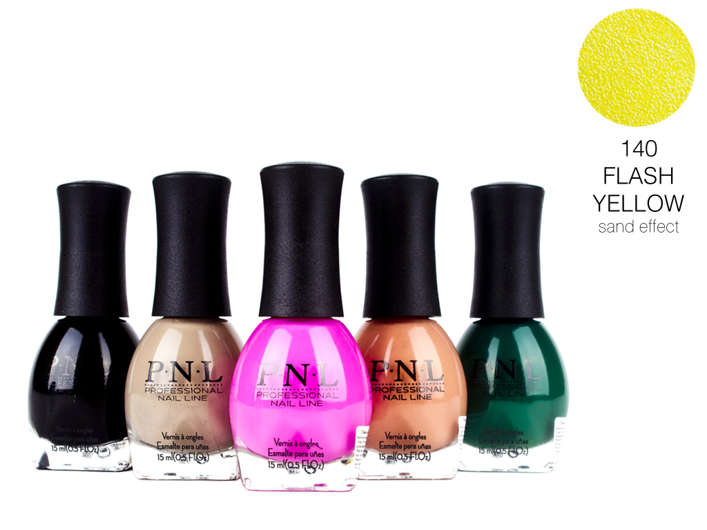 Лак для ногтей P.N.L №140 FLASH YELLOW sand effect 15мл