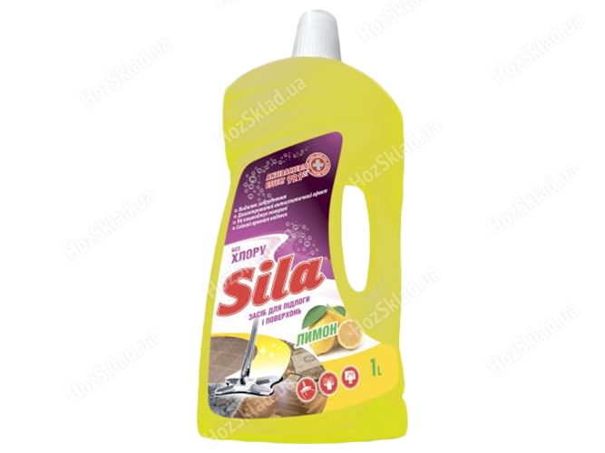 Средство для мытья полов и других поверхностей SILA Лимон антибактериальный эффект, без хлора 1л