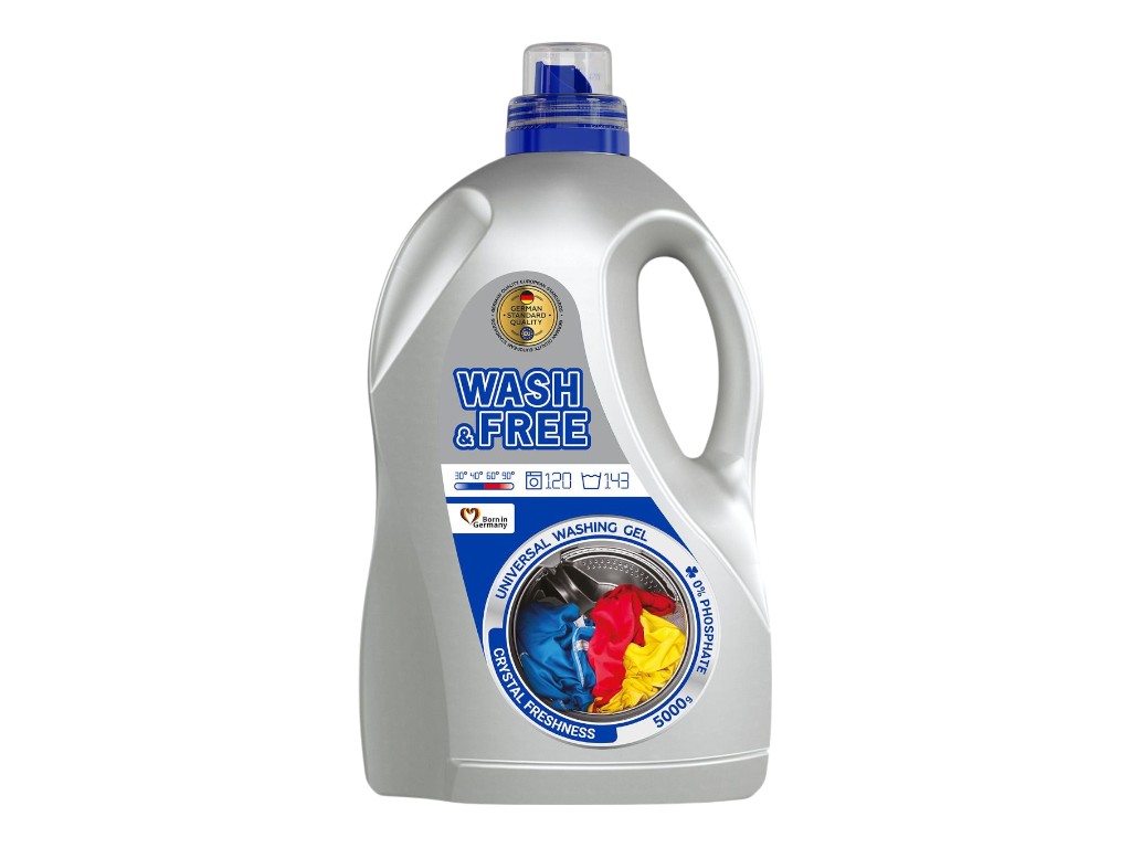 Гель для прання Wash&Free універсальний, 5000 г, для машинного та ручного прання, з ароматом