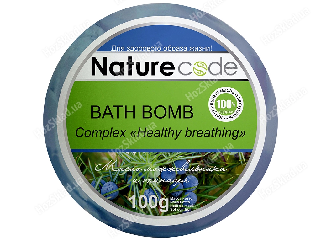 Бомба для ванн Nature Code Healthy Breathing зеленая 100г