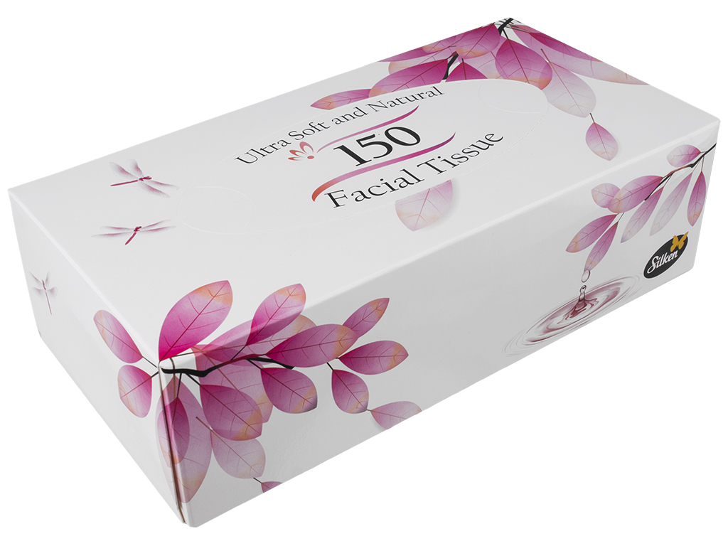 Салфетки косметические TM Silken "Natural" двухслойные, красный брикет 20х20см 150шт