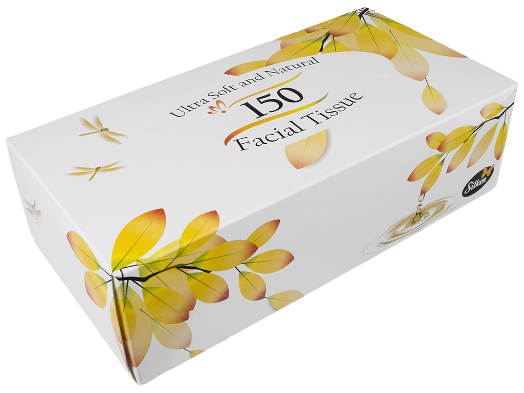 Салфетки косметические TM Silken "Natural" двухслойные, желтый брикет 20х20см 150шт