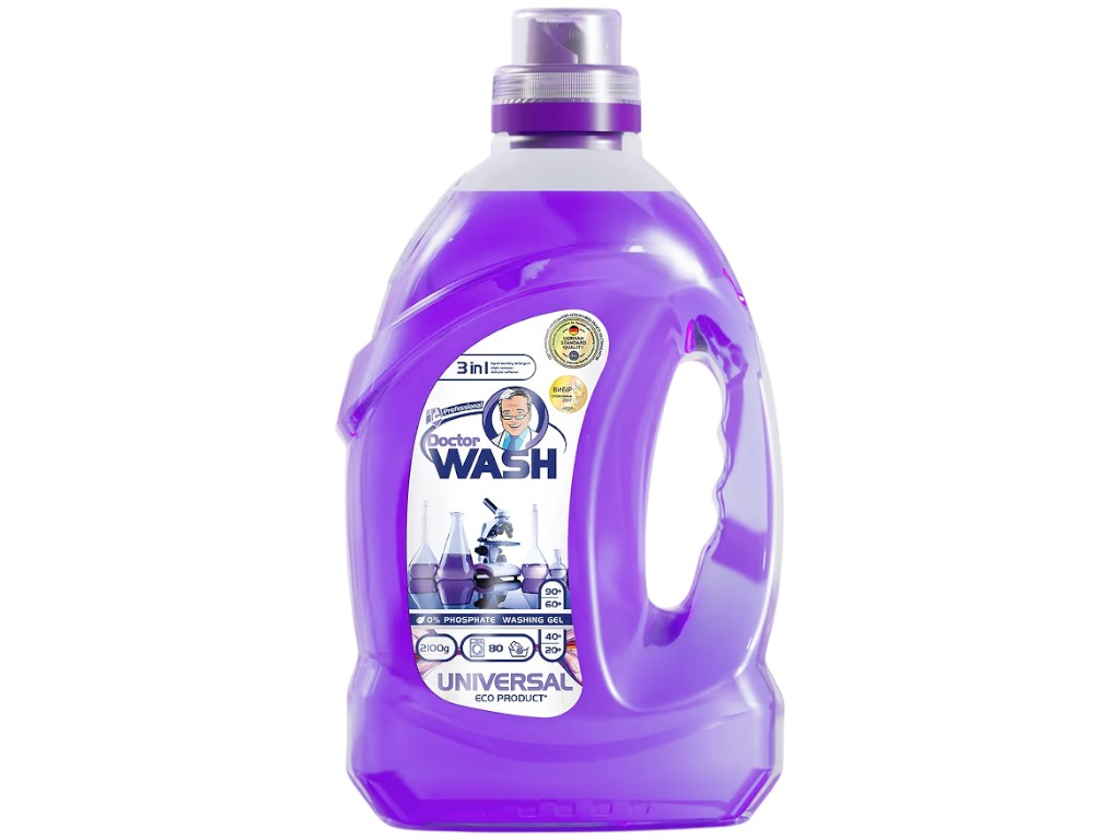 Гель для прання Doctor Wash, універсальний, без фосфатів, біорозкладна формула, 80 циклів, 2100г