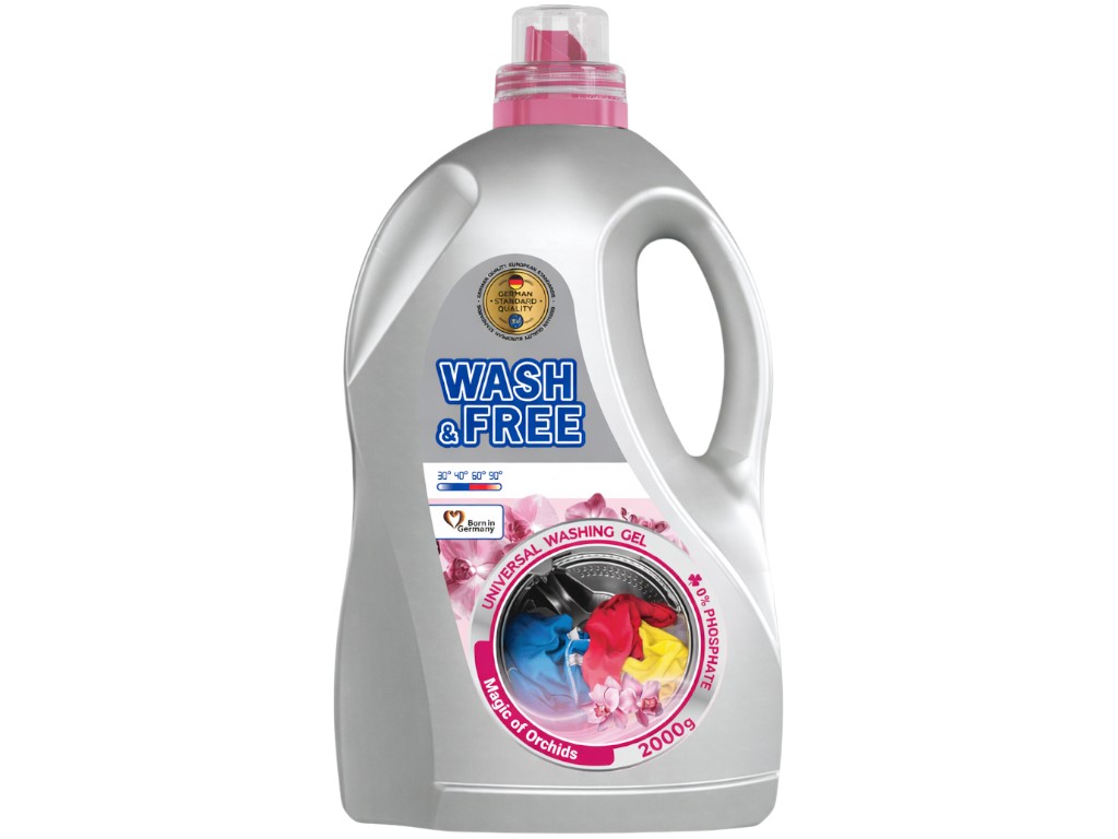 Гель для прання Wash&Free, універсальний, Магія орхідеї, концентрат, 2л