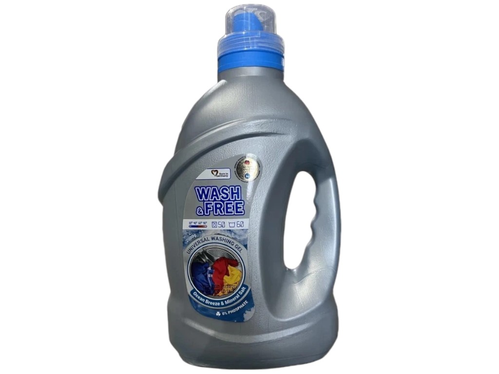 Гель для прання Wash&Free, універсальний, Морська свіжість з нотками мінеральної солі, 2л