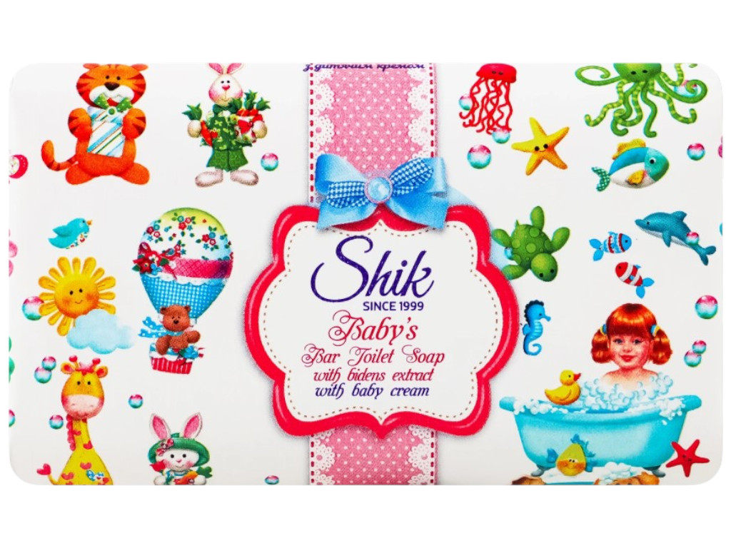 Мило дитяче Shik, тверде, туалетне, для обличчя та тіла, з екстрактом череди, 125г, 6,1×9,9×2,5см