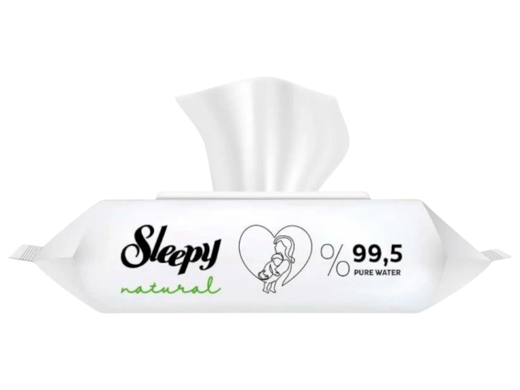 Салфетки влажные детские Sleepy Natural, без спирта, 60шт