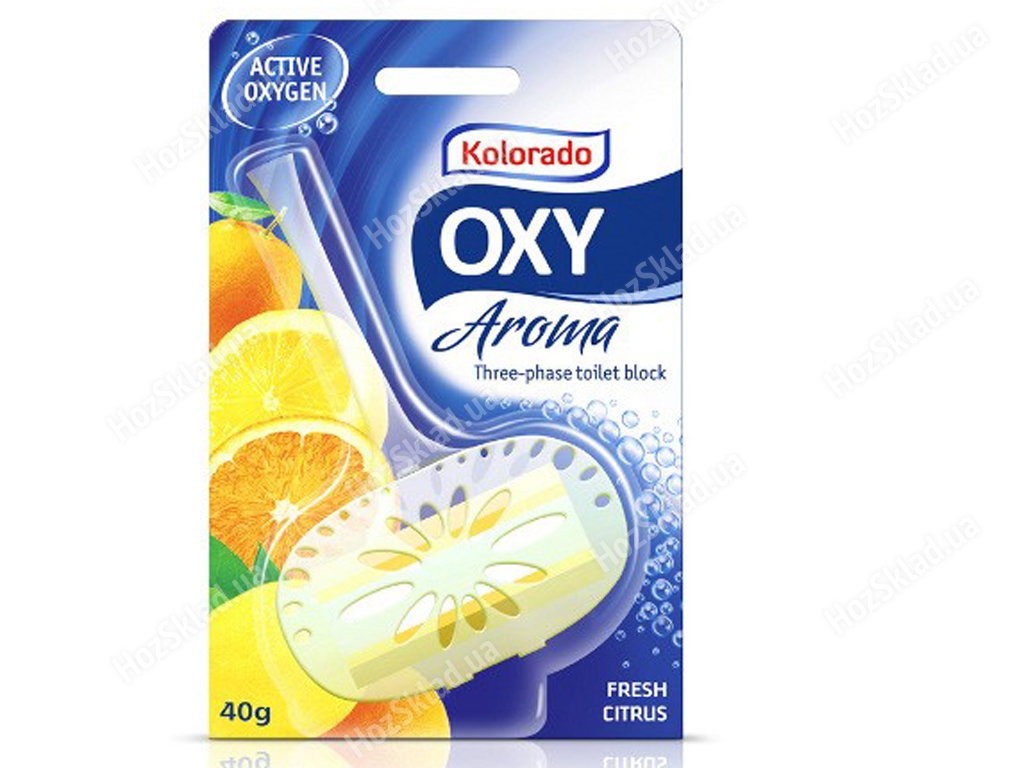 Трёхфазный блок для туалета Kolorado Oxy Aroma лимонная свежесть 40гр