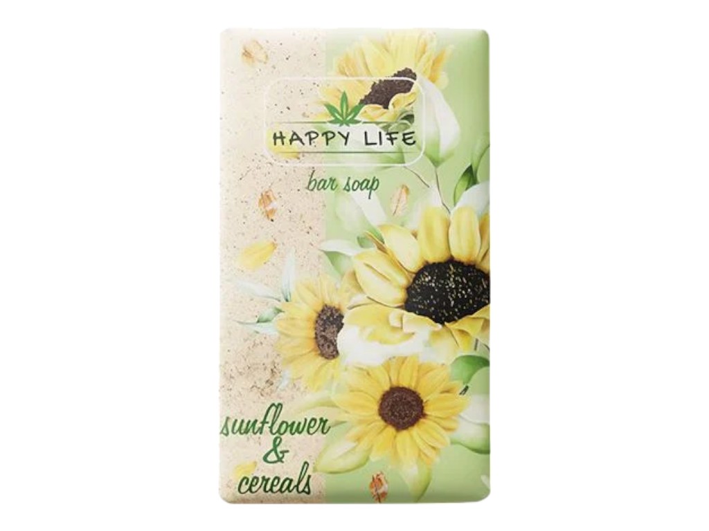 Мыло твёрдое Happy Life подсолнечник и злаки, 180 г, для очищения