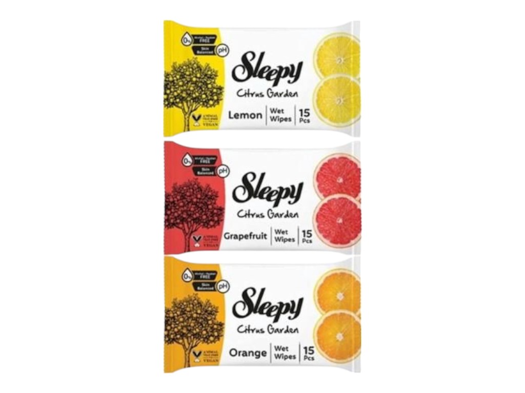 Серветки для прибирання Sleepy вологі Citrus Garden, 15шт