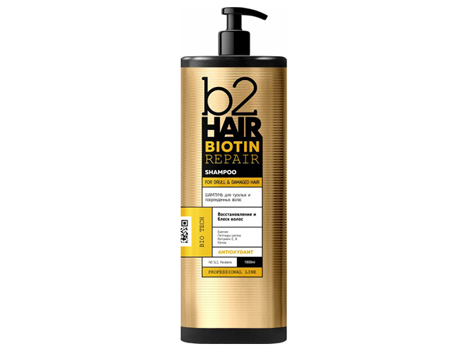 Шампунь для волосся B2Hair Biotin Repair для тьмяного та пошкодженого волосся 1л