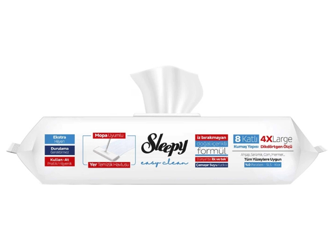 Вологі серветки для швабри Sleepy Easy Clean Bleach Mop з клапаном, 50шт