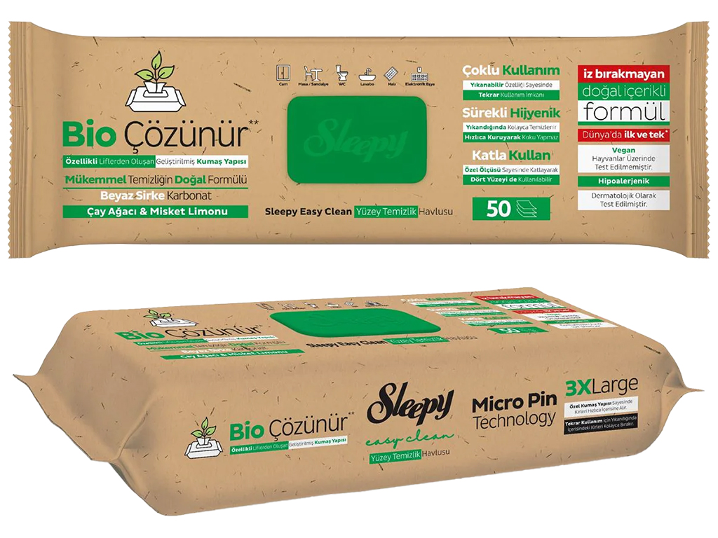 Влажные салфетки Sleepy Bio Easy Clean Tea Tree, зеленый клапан, 50шт