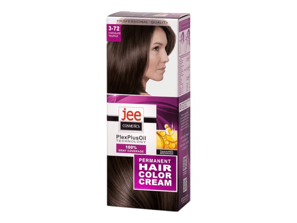 Крем-краска для волос Jee Cosmetics №3-72 шоколадный трюфель, стойкое окрашивание, 130 мл