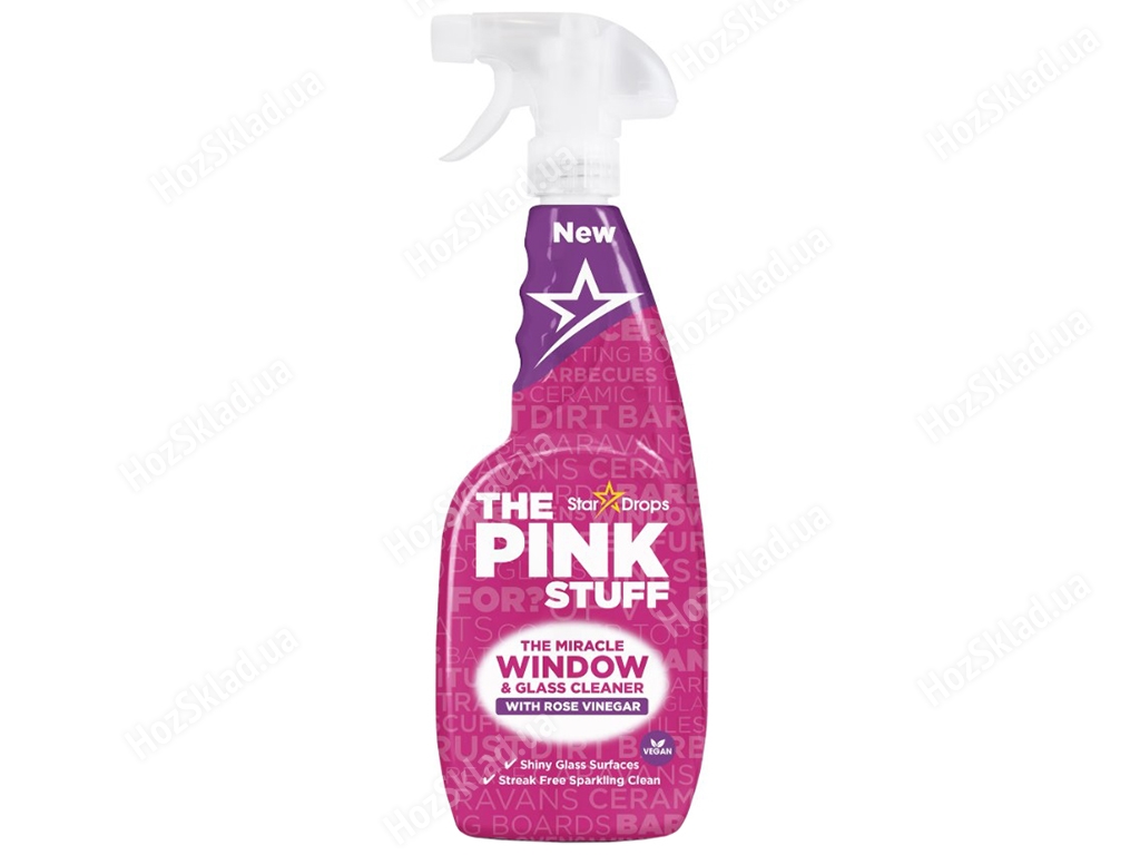 Засіб для миття вікон та скла Pink Stuff Rose Vinegar, 750мл