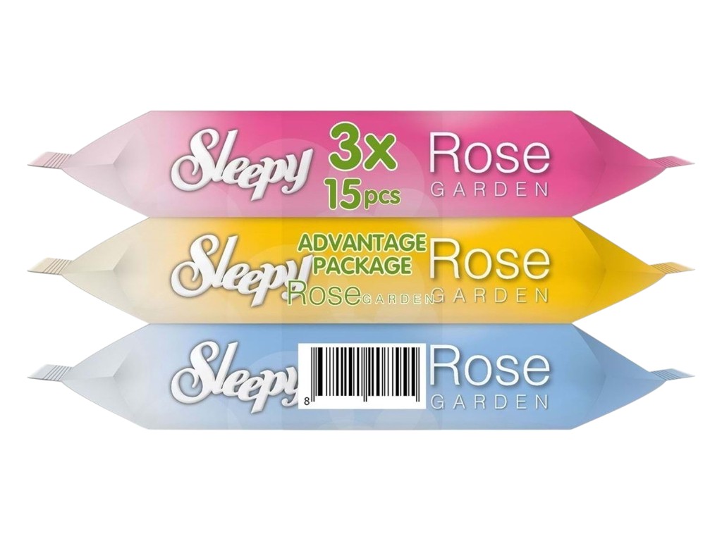 Влажные салфетки Sleepy Rose Garden, 15шт (цена за набор 3шт)