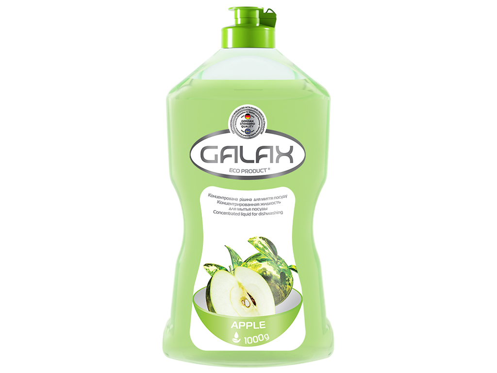 Рідина для миття посуду концентрована Galax Яблуко 1л