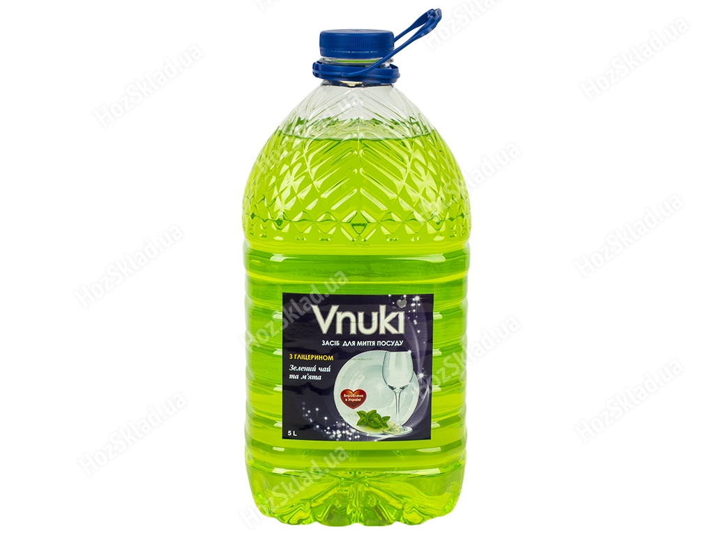 Средство для мытья посуды Vnuki Зеленый чай и мята с глицерином 5л