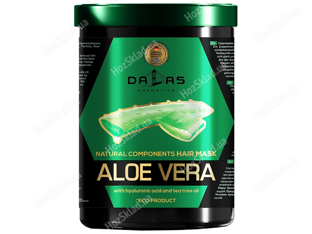 Маска для волосся Dalas Natural Components з гіалур. кислотою, алое та маслом чайного дерева 1л