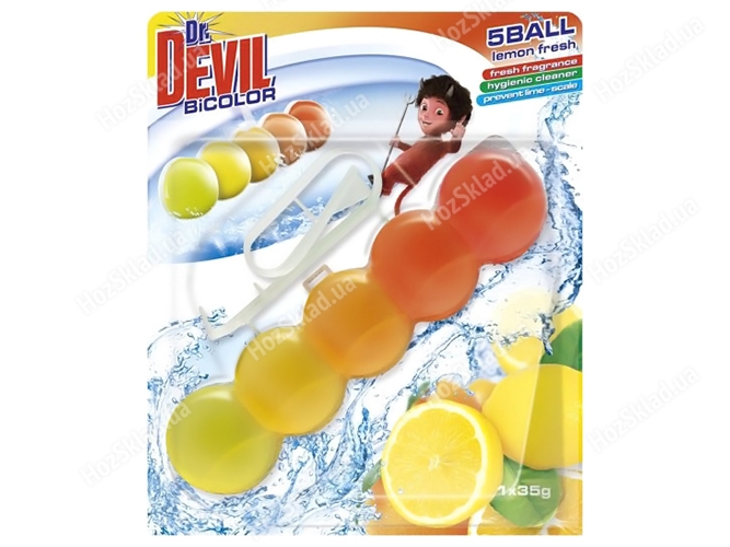 Блок для унитаза Dr.Devil BiColor Лимонная свежесть 5 шаров 35г 6446