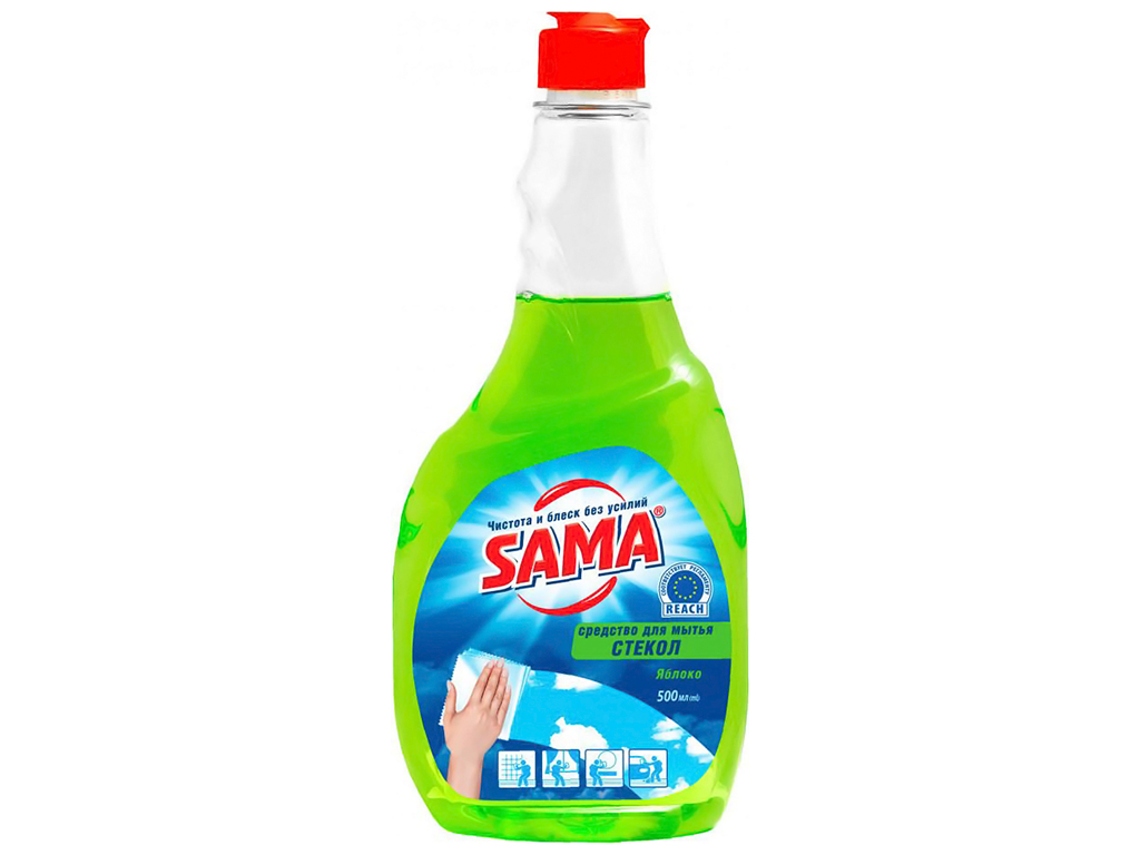 Средство для мытья стекла Яблоко Sama, 500мл, сменный блок