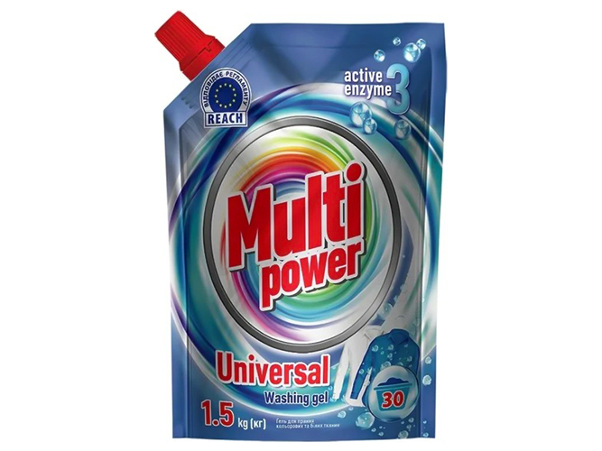 Гель универсальный Multi Power для стирки цветных и белых тканей, 1,5л