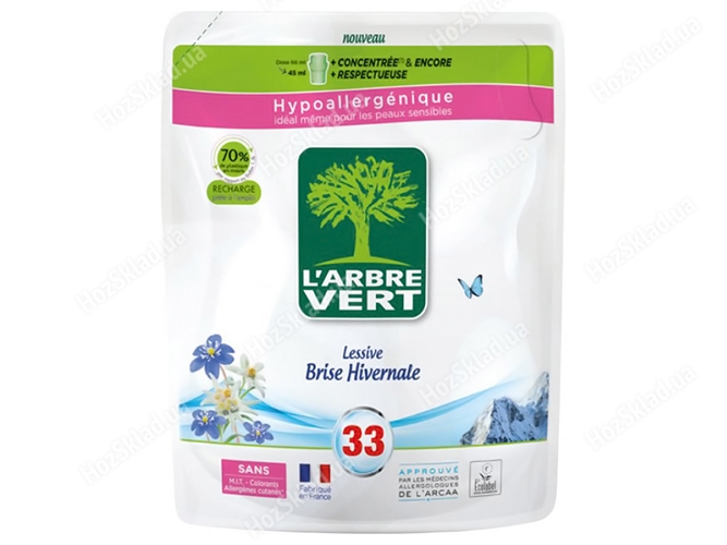 Рідкий засіб для прання L'Arbre Зимова прохолода, запаска, 1,5л, 33 використання