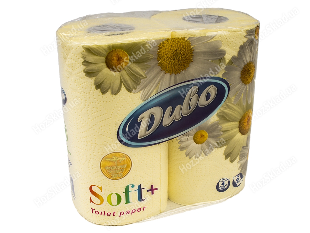 Бумага туалетная Диво Софт+, целлюлозная (цена за 4 рулона), цвет желтый