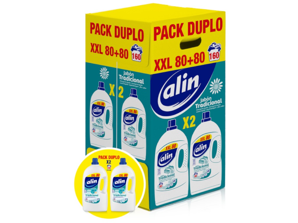 Гель для стирки Alin Tradicional, универсальный, концентрированный, 160 циклов, набор 2×4л