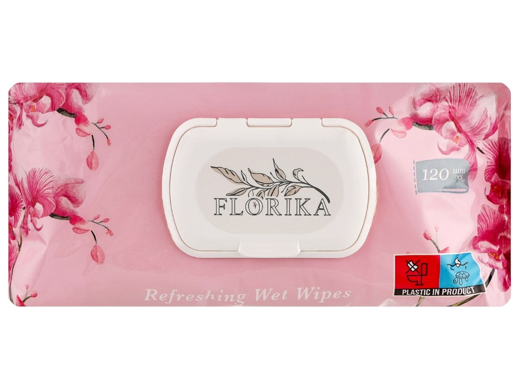 Салфетки влажные Florika, аромат орхидея, с клапаном, 120шт