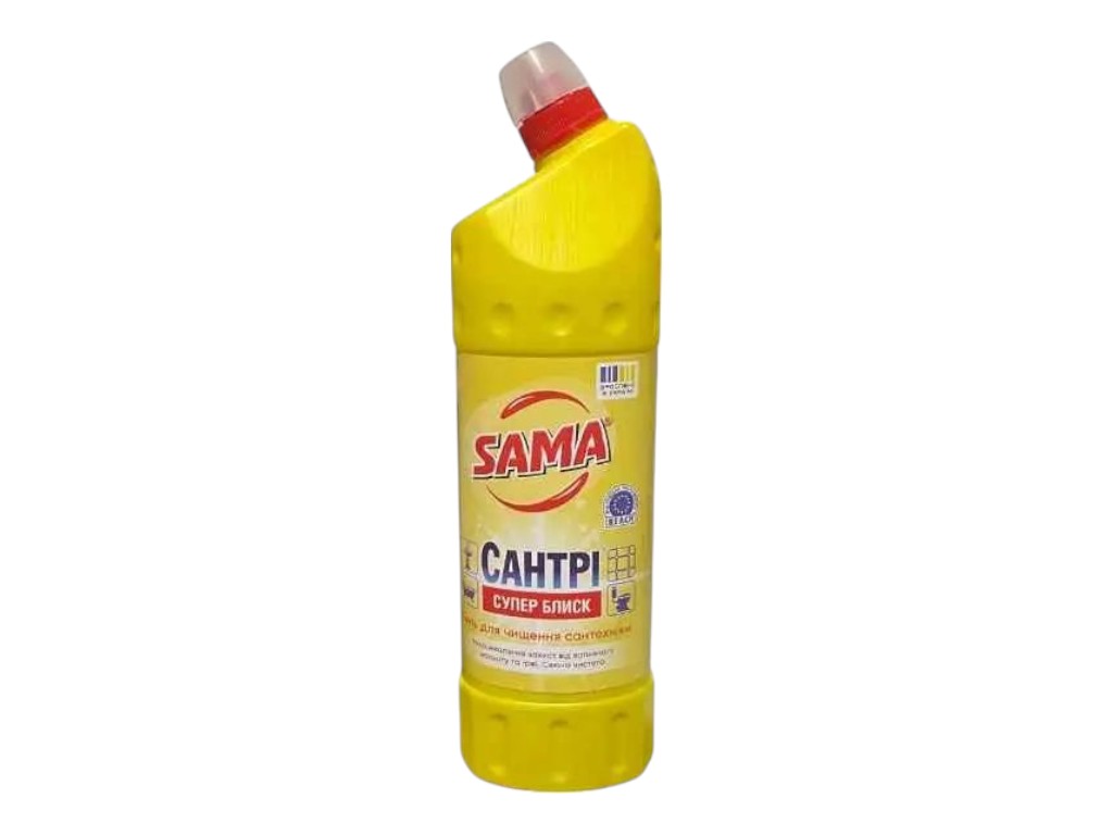 Гель для сантехніки Sama супер блиск, 1000 мл, ортофосфорна кислота, для хрому
