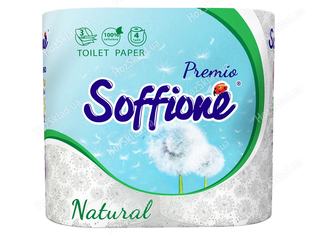 Бумага туалетная Soffione Natural трехслойная (цена за упаковку 4 рулона)
