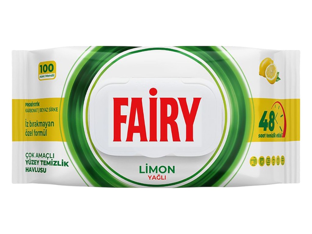 Серветки для очищення поверхонь Fairy Лимон, 100штук