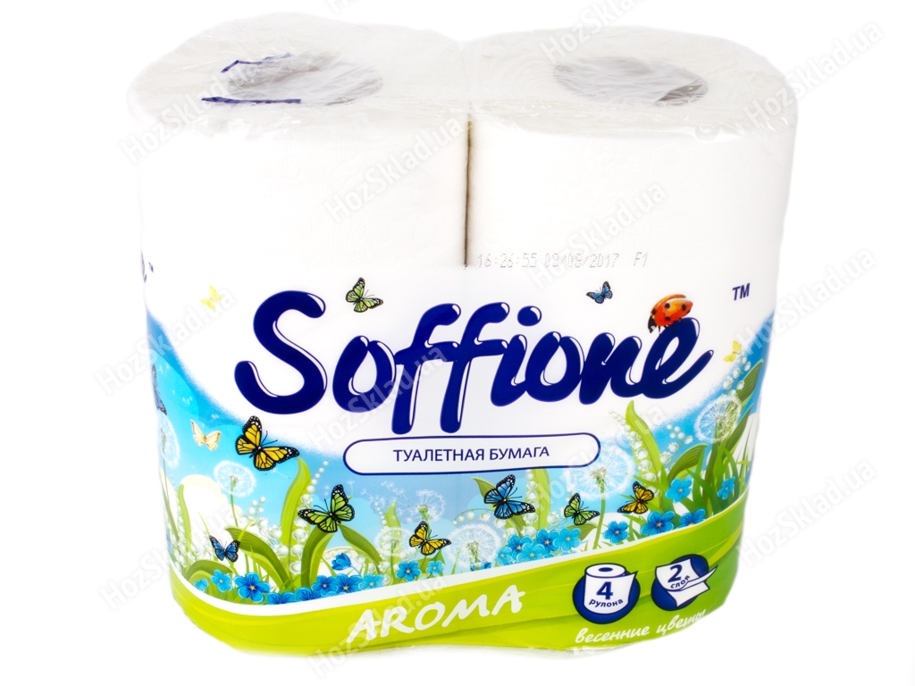 Папір туалетний Soffione двошаровий (ціна за упаковку 4 рулони)