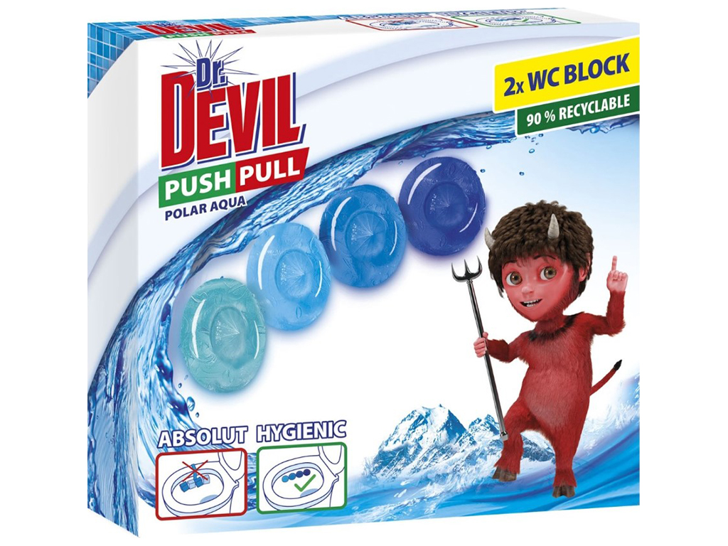 Гелевые шарики без корзины Dr.Devil WC Push Pull Gel Polar Aqua, 2шт х 20г