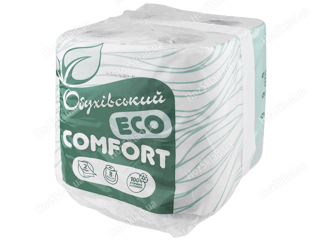 Бумага туалетная макулатурная Обуховский Eco Comfort 2-слойная на втулке (цена за упаковку 8шт)