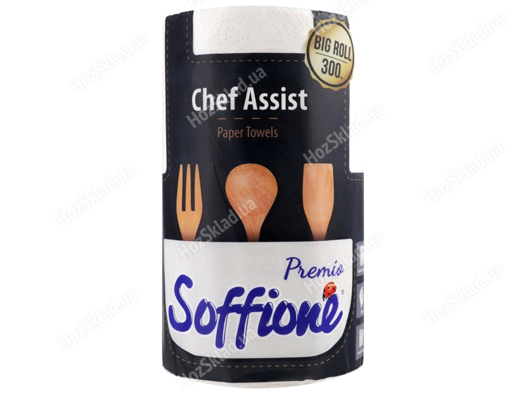 Рушники паперові Soffione Premio Chef Assist тришарові, білі (ціна за 1 рулон)